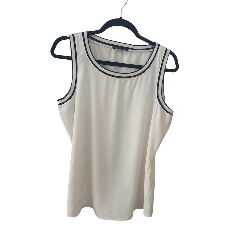 Tommy Hilfiger Cream Tank with Black Piping Size L
